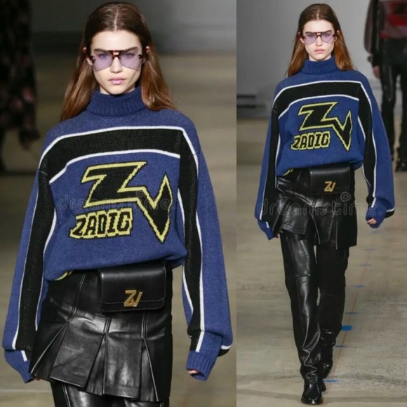 Zadig & Voltaire Defile Roy Biker Logo Wool/Cashmere Women's Turtleneck Sweater